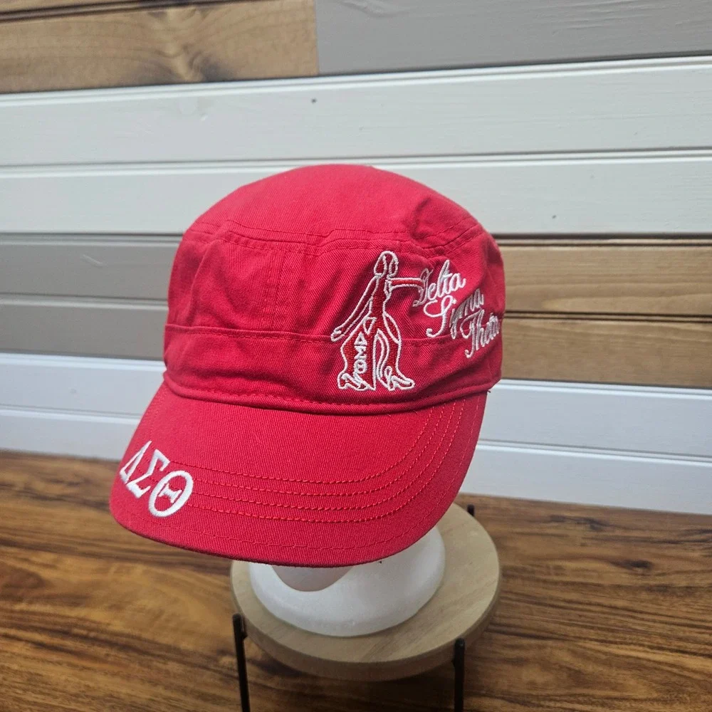 Delta Sigma Theta Sorority Red Cadet Hat 1913 Embroidery Greek Letters Cap
